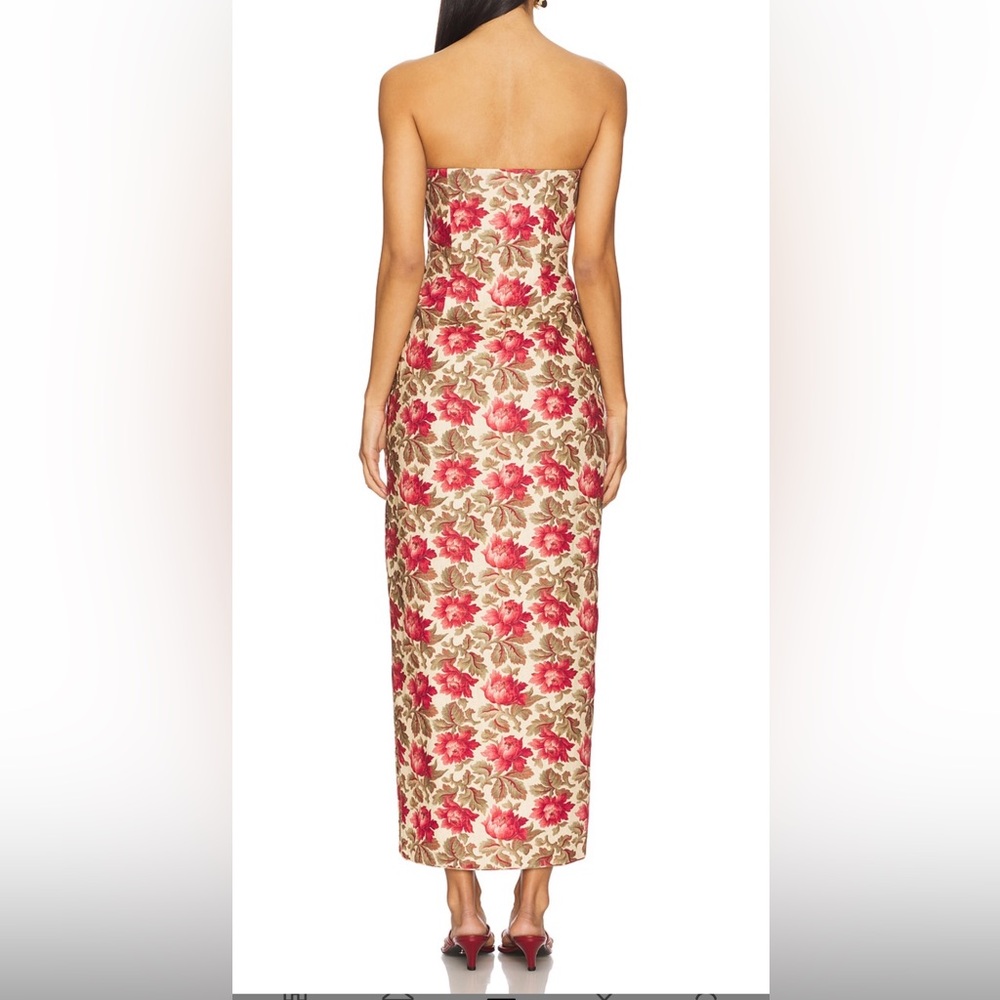 Posse Pink and Red Strapless Sheath Dress